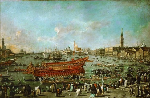 The Doge on the Bucintoro near the Riva di Sant'Elena , 1775-1780. Creator: Guardi, Francesco (1712-1793).
