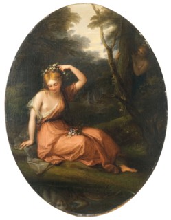 Silvia, decorating herself with flowers while observed by Daphne, 1783. Creator: Kauffmann, Angelika (1741-1807).