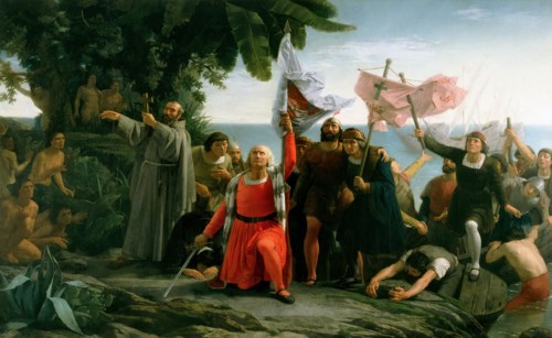 First landing of Christopher Columbus in America, 1862. Creator: Puebla Tolín, Dióscoro Teófilo (1831-1901).