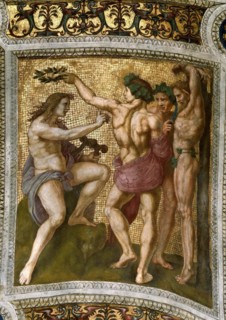 Marsyas and Apollo. (Ceiling Fresco in Stanza della Segnatura), ca 1510-1511. Creator: Raphael (Raffaello Sanzio da Urbino) (1483-1520).