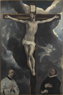 Christ on the Cross adored by two Donor, End of 16th cen.. Creator: El Greco, Dominico (1541-1614).