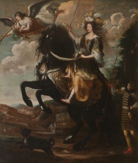Equestrian portrait of Marie Jeanne Baptiste (1644-1724), Duchess of Savoy, c. 1670. Creator: Buffi, Giovanni Luigi (active second Half of 17th cen.).