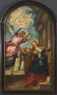 The Angel foretelling Saint Catherine of Alexandria of her martyrdom, 1570s. Creator: Tintoretto, Jacopo (1518-1594).