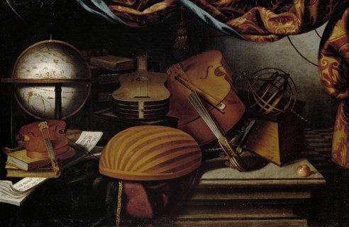 Still Life with Musical Instruments, Globe and Armillary Sphere, 17th century. Creator: Baschenis, Evaristo (1617-1677).