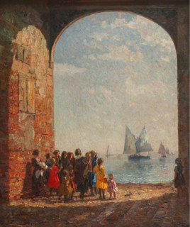 The return of fishing boats, c. 1920. Creator: Ciardi, Beppe (Giuseppe) (1875-1932).