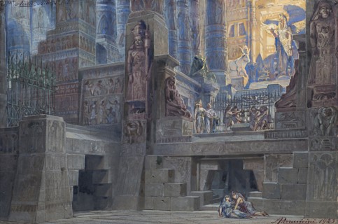 Set design for the Opera Aida by Giuseppe Verdi, 1923. Creator: Parravicini, Angelo (1868-1925).