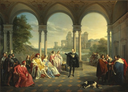 Torquato Tasso reads La Gerusalemme Liberata at the Court of Ferrara, 1841. Creator: Mancinelli, Giuseppe (1813-1875).