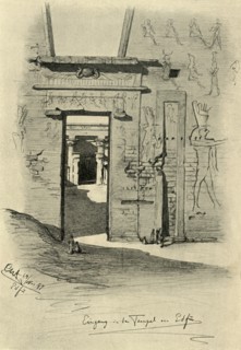 Entrance to the temple at Edfu, Egypt, 1898. Creator: Christian Wilhelm Allers.