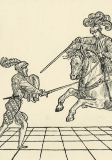 Sword fight between foot-soldier and knight, c1536, (1903). Creator: Unknown.