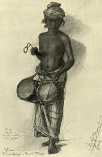 Pina - drummer boy in a Buddhist temple, Kandy, Ceylon, 1898. Creator: Christian Wilhelm Allers.