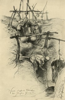 Lifting water water from the Nile using a shadouf, Nag Hammadi, Egypt, 1898. Creator: Christian Wilhelm Allers.
