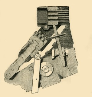 'French Mitrailleuse - Section of the Breech (with the Block or Closer Drawn Down)', c1872.  Creator: Unknown.