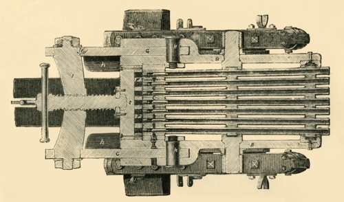 'Sectional Plan of French Mitrailleuse', c1872. Creator: Unknown.