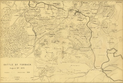 Map of the Battle of Forbach, 6 August 1870, (c1872).  Creator: R. Walker.