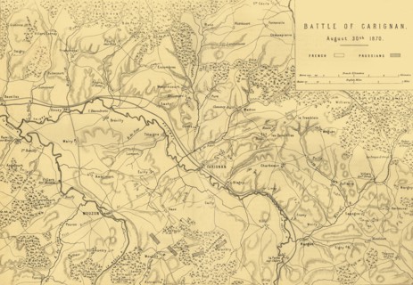 Map of the Battle of Carignan, 30 August 1870, (c1872).  Creator: R. Walker.