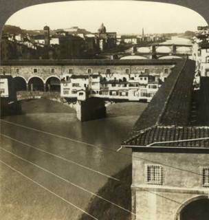 'Ponte Vechio and westward sweep of the river Arno, at Florence, Italy', c1909. Creator: Unknown.