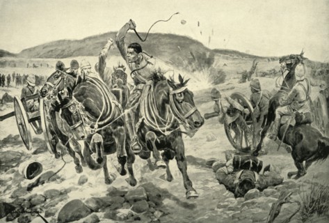 'Before Ladysmith - Horse Artillery Galloping to Take Up a New Position', 1900. Creator: Richard Caton Woodville II.