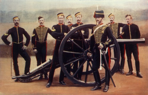 'Sergeants of the Royal Horse Artillery with a 12-Pounder', 1900. Creator: Gregory & Co.