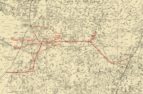 'Map Illustrating the Movements for the Relief of Kimberley and the Capture of Bloemfontein', 1900. Creator: Unknown.