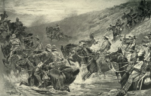 'The Dash for Kimberley - The 10th Hussars Crossing Klip Drift', 1900. Creator: John Charlton.