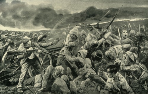 'The Engagement at Vlakfontein: The Derbyshires Re-Taking their Guns', 1902. Creator: Unknown.