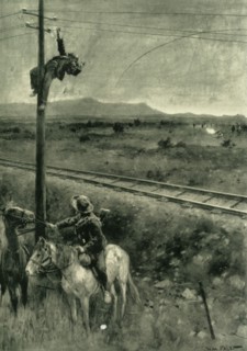 'Boers Caught in the Act of Cutting the Telegraph Wires', 1902. Creators: Walter Paget, Caxton Publishing Company.