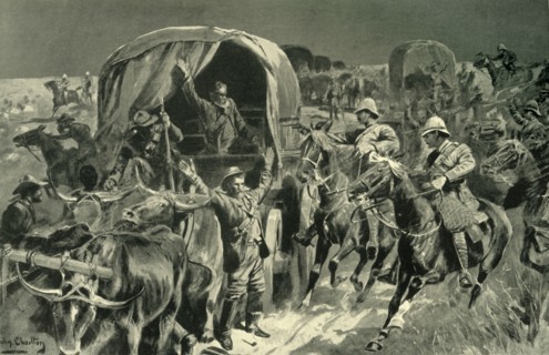 'Night Attack on a Boer Convoy by Mounted Infantry Under Colonel Williams', 1902. Creator: John Charlton.
