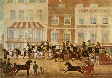 'West Country Mails at the Gloucester Coffee House, Piccadilly', c1830, 1943).   Creator: Unknown.