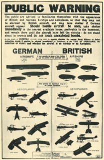Poster showing types of British and German aircraft, 1915, (1944).  Creator: Unknown.