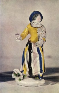 'A Worcester Figure of a Lady in a Blue Hat with Yellow Jacket..., c1765', (1944).  Creator: Unknown.
