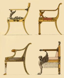 Drawing room chairs, 1808, (1946).  Creator: Unknown.