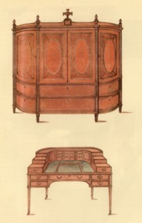 Design for a cupboard and desk for Carlton House, 1787, (1946).  Creator: Unknown.