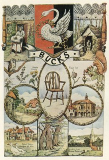 Views and crafts of Buckinghamshire, Women's Institute banner design, 1937, (1943).  Creator: Edith A Holme.