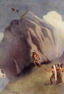 'He leaned his shoulder against the rock', 1914. Creator: Unknown.