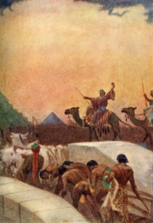 'Hauling Blocks of Stone for the Pyramids', 1915. Creator: Evelyn Paul.