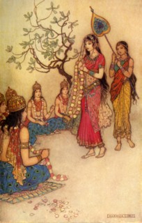 'Damayanti Choosing A Husband', 1913. Creator: Warwick Goble.