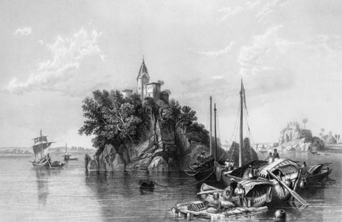'Janghera, or the Fakeers' Rock, on the Ganges', 1838. Creator: George Francis White.