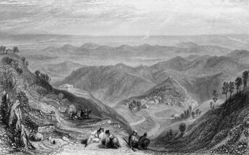 'Mussooree and the Dhoon, from Landour', 1838. Creator: George Francis White.