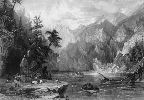 'Gungootree,the Sacred Source of the Ganges', 1838. Creator: George Francis White.