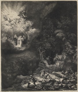 The Angel appearing to the shepherds, 1634. Creator: Rembrandt Harmensz van Rijn.