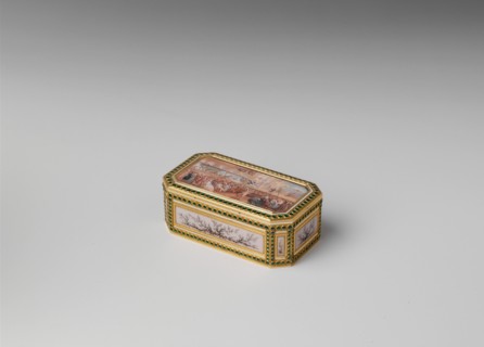 Snuffbox with theatrical scenes of a rope dancer and a puppet show, 1778-79. Creator: Joseph Etienne Blerzy.