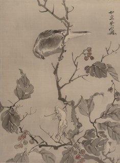Bird and Frog, ca. 1887. Creator: Kawanabe Kyosai.