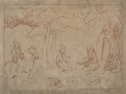 Rama and Lakshmana Visit the Hermitage of an Ascetic, ca. 1775-80. Creator: Attributed to a first-generation master after Nainsukh (active ca. 1735-78).