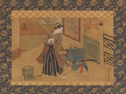 Kabuki Play Kusazuribiki from the Tales of Soga (Soga monogatari), 18th century. Creator: Okumura Masanobu.