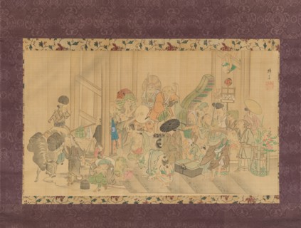 Taking Shelter from the Rain, early to mid-19th century. Creator: Hokuba.