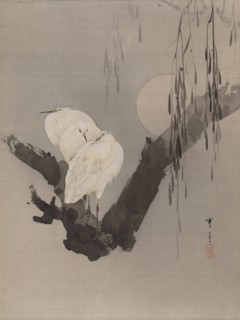 Egrets in a Tree at Night, ca. 1887. Creator: Watanabe Seitei.