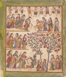 Yashoda Binds Krishna?s Hands: Page from a Dispersed Bhagavata Purana Manuscript , 1640-50. Creator: Unknown.