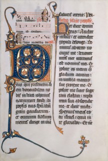Manuscript Leaf with Initial M, from a Missal, ca. 1290. Creator: Unknown.