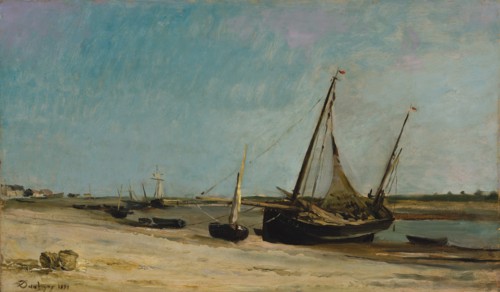 Boats on the Seacoast at Étaples, 1871. Creator: Charles Francois Daubigny.