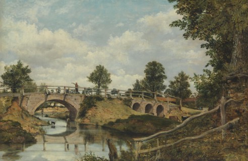 An Old Bridge at Hendon, Middlesex, ca. 1828. Creator: Frederick W Watts.